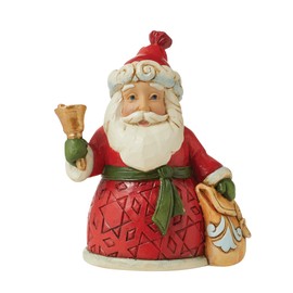 Enesco Jim Shore Heartwood Creek Santa with Bell and Bag Miniature Figurine, 3.54 Inch, Multicolor