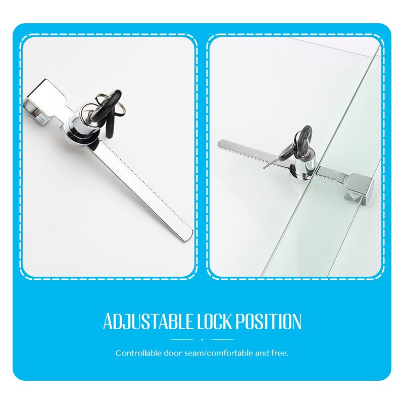 Bailinks Homeguard Sliding Door Showcase Lock, No-Drill Glass Cabinet Lock