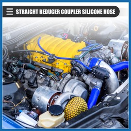 A ABSOPRO Universeller gerader Reduzierschlauch, Silikonschlauch, Kupplung, Ladeluftkühler-Schlauch, 4-lagig, verstärkt, Ansaugreduzierung, Ladeluftkühler-Rohr, 57 mm-63 mm, Silikon, Schwarz