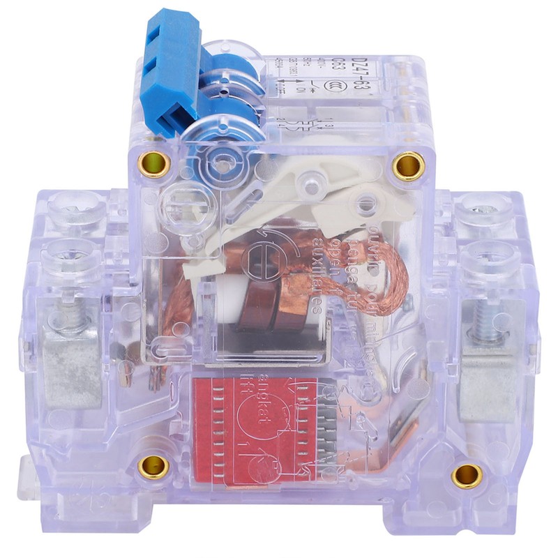 6pcs DZ47‑63 2P 6‑63A Transparent MCB Mini Circuit Breaker Air