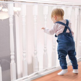 South to East Banister Guard for Baby, 15ft x 3ft, Premium Balcony Netting for Pets, Child Safety Net, Rail Balcony Banister Stair Mesh for Kids, Toys, Pets