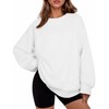 PINSPARK Crew Neck Sweatshirts Women Loose Fit Preppy Pullover Top