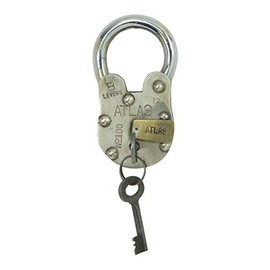 Large Iron Antique Style Replica Atlas Padlock with 2 Keys