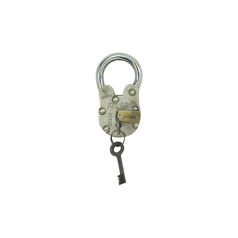 Large Iron Antique Style Replica Atlas Padlock with 2 Keys