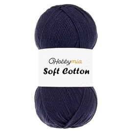 HobbyMia Soft Cotton Yarn for Crocheting - 100gr / 361yds - 55% Cotton / 45% Acrylic - (2) Sport Fine Weight (Blue - Navy Blue, 1 Skein)