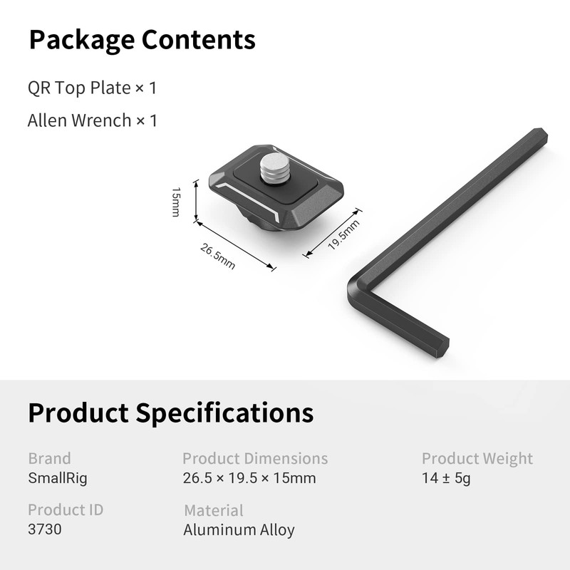 SMALLRIG Quick Release Plate with 1/4" Screw, HawkLock Quick Release