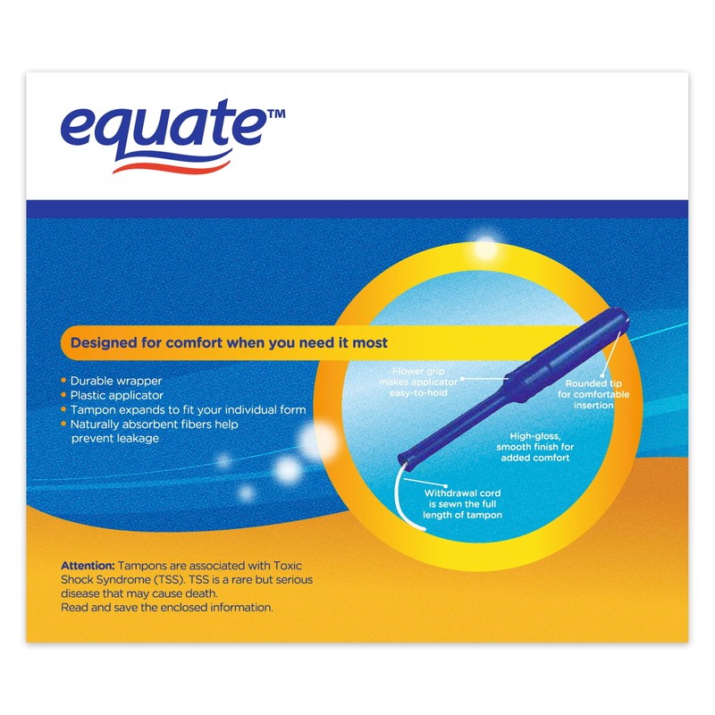 Equate Super Plus Absorbency Unscented Tampons with Plastic Applicators, 36