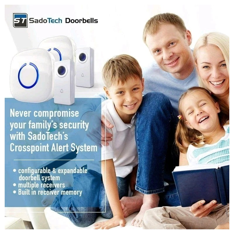 SadoTech Wireless Doorbell Kit White. 1 Transmitter Two Receivers. Brand
