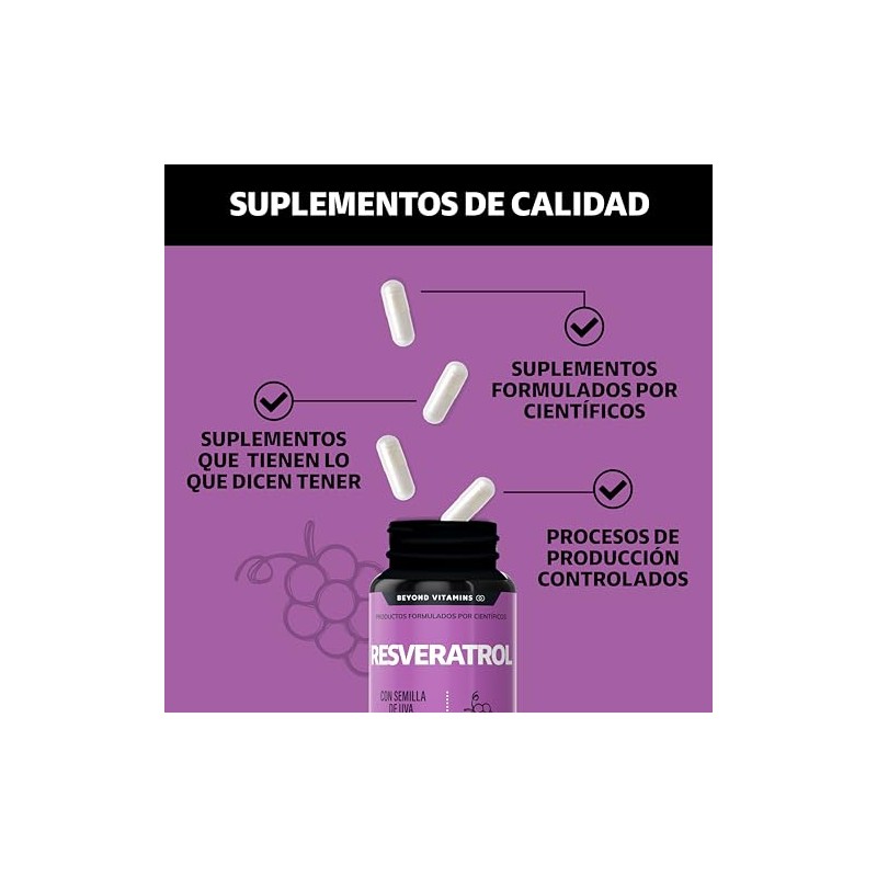 Trans Resveratrol 1160mg Por Porción Potente Antioxidantes Pimienta Negra Absorción
