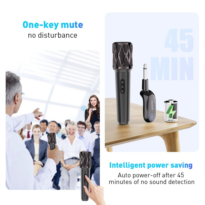 ZOWEETEK Wireless Microphones for Singing,Dual Handheld Dynamic Mic with Rechargeable