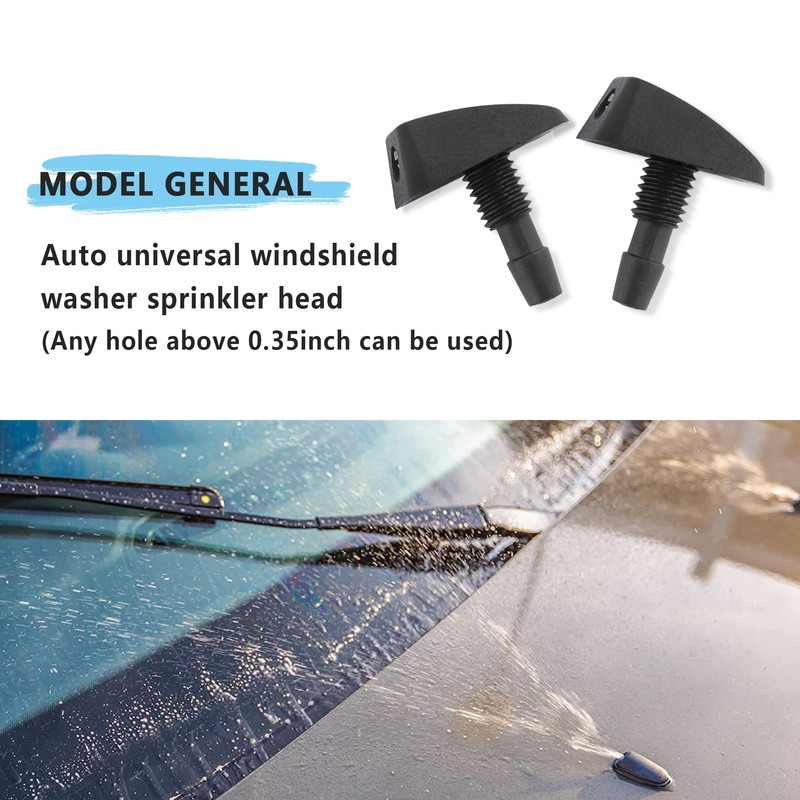 2PCS Front Windshield Washer Nozzle with Washers,Adjustable Fan Shape Spray
