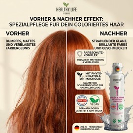 HLV - Colour & Shine Protecting Shampoo | Keratin & Magnolia Colour Protection Shampoo | For Highlighted, Coloured & Tinted Hair | Mild Care Shampoo | Vegan | Radiant Colours Preserved, 200 ml