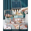 Youdepot Glass Makeup Organizer - Multi-Functional 3-in-1 Cosmetic Organizer for