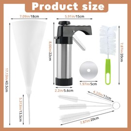 Churros Maker Machine Stainless Steel Churros Gun Kit 3-in-1 Multifunctional Cookie Press Hollow Churros Spritz Cookies Maker with Piping Bag,cleaning Brush(COLOR:as shown)