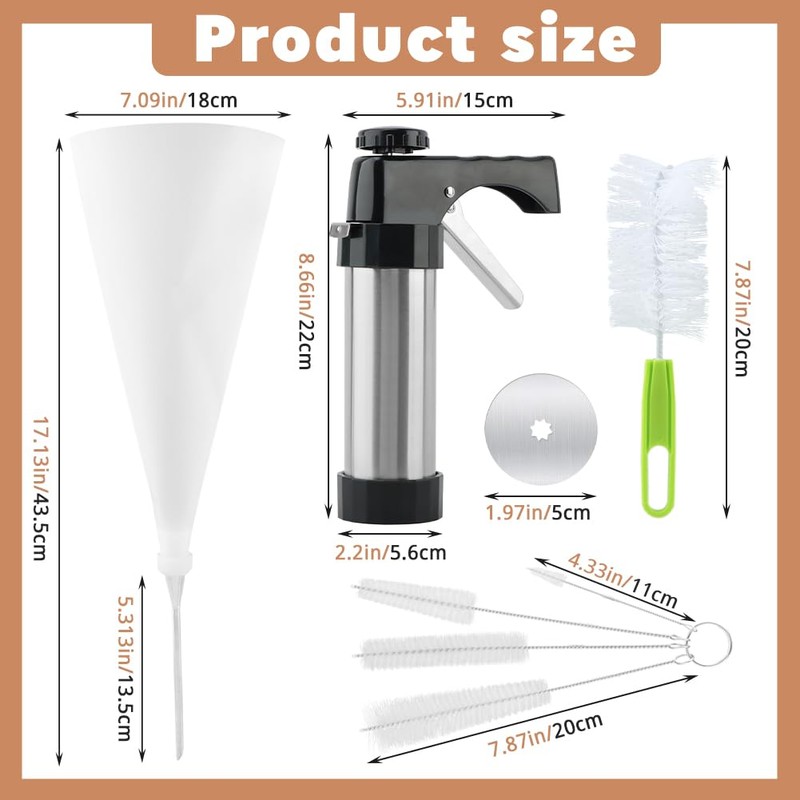 Churros Maker Machine Stainless Steel Churros Gun Kit 3-in-1 Multifunctional