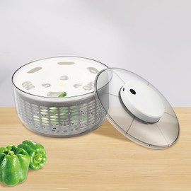 FIPINIXK 6L/6.34QT Electric Vegetable Dryer Fruit Vegetable Washer Dryer with USB Cable & Draining Basket Electric Salad Spinner for Dehydrating Storing Lettuce Tomatoes 6W 3.7V, Gray+White