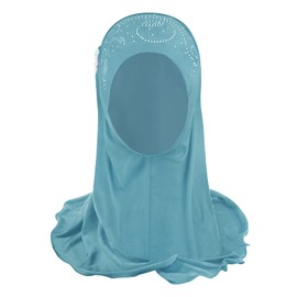 TINAYAUE Hijab Islamic Full Cover Turban Head 1 Piece Floral Arab Scarf Amira Hijab Head Wear Long Scarf for Children Girl 2-6 Years Olds