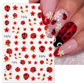 IDDFEVE Ladybug Nail Art Stickers - Bees, Ants, Snail and Dragonfly Insect Nail Decals for DIY Spring Summer Flower Manicure (4 Sheets)