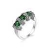 DCFSHEE Oval Cut Three Stone Birthstone Rings Green Simulated Emerald