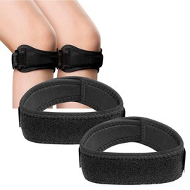 Kniescheiben-Kniebandage, 2 Stück Patellasehnenbandage, Knee Support, Patella Kniebandage, Verstellbare Bandage Knie, zur Schmerzlinderung beim Wandern, Fußball, Laufen, Schwarz