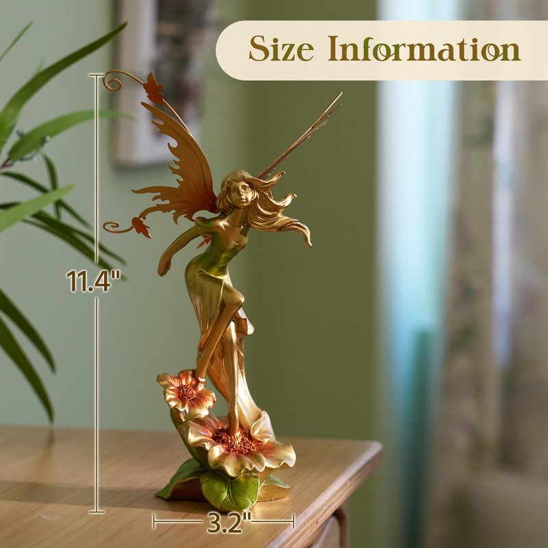 FOLKOR LIFE Resin Fairy Statue Hand-Painted Elegant Fantasy Decor, Dancing