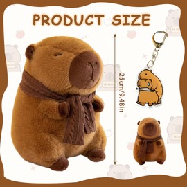 Ninnyi 23 cm Capybara Plush Teddy, Cute Realistic Soft Stuffed Capybara Toy with Capybara Keychain