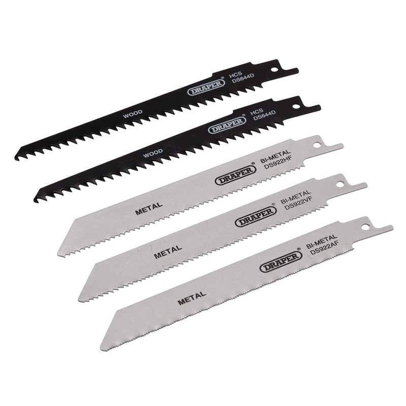 Draper 52517 Assorted Reciprocating Saw Blades for Multi-Purpose Cutting, 150mm