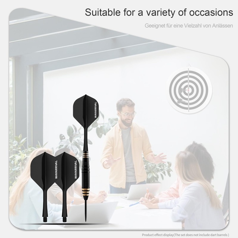 WayArrival 3pcs Black PP Integrated Dart Flights and Shafts |