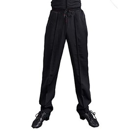 SCGGINTTANZ G5013 Latin Modern Ballroom Dance Professional Harlan Style Trousers/Pants for Men ((SBS) Black, XL)