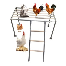 Chicken Roosting Bars with Ladder for Coop,Backyard Poultry Toys,Large Metal Perch for Chicken&Duck&Cat&Dog,Easy to Installation&Clean,Chick Playground Coop Accessories(41.3' L X 23.6' W X23.6' H)