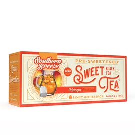 Southern Breeze Hot Brew Sweet Tea Mango Iced Tea with Black Tea and Zero Carbs Zero Sugar, 22 Individually Wrapped Family Size Tea Bags