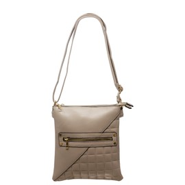 FARKZIQ New Ladies Women Front Flap Shoulder Bag Quilted Crossbody Bag Zipped Multi Pockets Adjustable Strap (Khaki,ZL-2231)