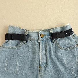 BAOKELAN Girls Elastic No Buckle Belts Boys Adjustable Stretch Invisible Belt Black