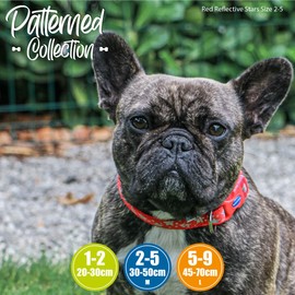 Nylon Adjustable Reflective Collar Paw N Bone Red 45 - 70cm Sz 5-10