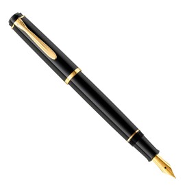 Pelikan Classic 200 Fountain Pen, Black, Nib M (Medium), High-Quality Cartridge Fountain Pen in Gift Case, 820660, Pack of 1
