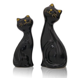 Wisifayardin 2pcs Black Cat Figurines and Statues for Home Decor - Black Cat Figurine for Cat Lovers