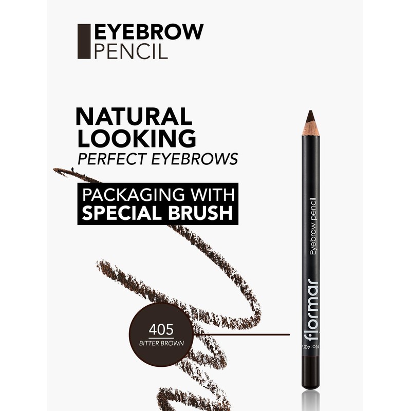 Flormar Eyebrow Pencil 405 Bitter Brown - Long-Lasting & Naturally