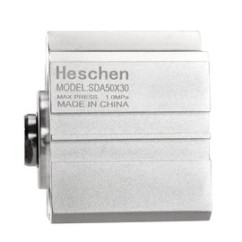 Heschen Pneumatic Compact Aluminum Air Cylinder SDA 50-30 Bore: 50mm Stroke 30mm 1/4 PT Port Size Double Acting