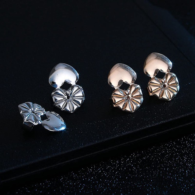2 Pairs Adjustable Magic Earring Lifters Hypoallergenic Earring Backs Love
