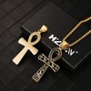 HZMAN Stainless Steel Large Ankh Cross Pendant Ancient Egyptian Hieroglyphic
