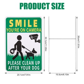 Penitue 2pcs Clean Up After Your Dog Sign with Stake, Ultraviolet Protected & Waterproof Double Sided Pick Up Waste after Your Dog Pee Sign with H-Shaped Iron Stakes for Yard Lawn