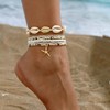 ZMANYIJEW Shell Ankle Bracelet Set for Women, Boho Pearl Adjustable