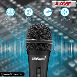 5 CORE Microphone Dynamic Vocal Handheld Mic Cardioid Unidirectional Microfono w On Off Switch + XLR Audio Cable for Singing Karaoke Public Speaking & Parties PM 816