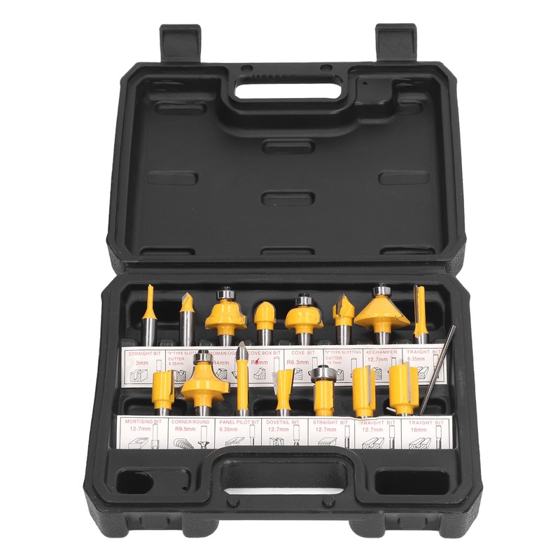 15Pcs Router Bit Straight Slotting Router Bit Cutter Tool Set