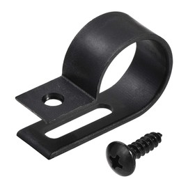 sourcing map 19mm Nylon R Type Cable Clip Wire Clamp with Screws Black 50pcs