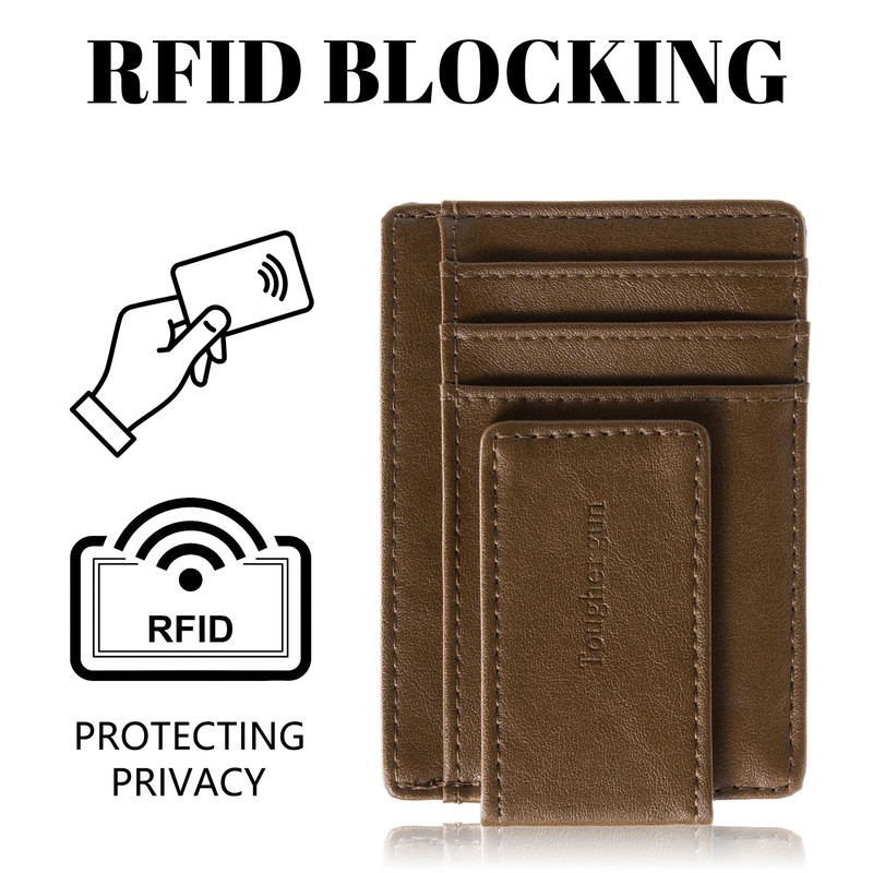 Toughergun Slim Minimalist Wallet for Men with Magnetic Money Clip