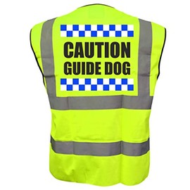 Sillitoe Caution Guide Dog, Dog Walking Yellow Hi Vis Viz Safety Vest Waistcoat For Humans Reflective High Visibility, Dog Walker, EN471 BS, X-Large