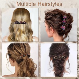 papasgix Braided Hair Clips For Women, 8Pcs Sparkling Crystal Stone Hair Clips, Shiny Rhinestone Hair Clip, Hair Accessories for Styling Sectioning with 3 Small Hair Barrettes (Set 01)