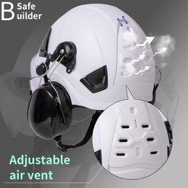 SRsafety Hard hat,Construction Hats with Chin Strap and Adjustable Ventilation System, Safety Hard Hat with Fiber Design 6 Point Adjustable Ratchet Suspension (White)