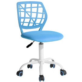 FurnitureR Kids Desk Chair, Adjustable Swivel Armless Small Computer Study Chair with Soft Mesh Cushion and Plastic Back Rolling Ergonomic for Children, Teens, and Students, Sky Blue